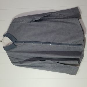 Theory Tiny Check Plaid Collared Button Up Chambray Contrast Shirt